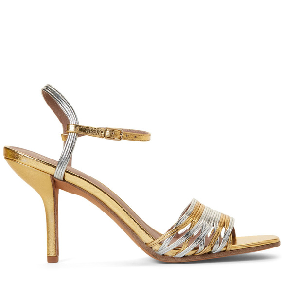 DIANE VON FURSTENBERG Gold & Silver Strappy Sandals
